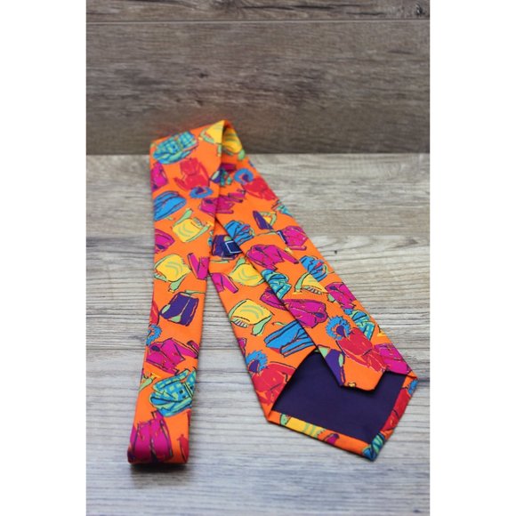 Gap vintage men's 90s Y2K novelty print Italian silk‎ tie - Picture 4 of 11